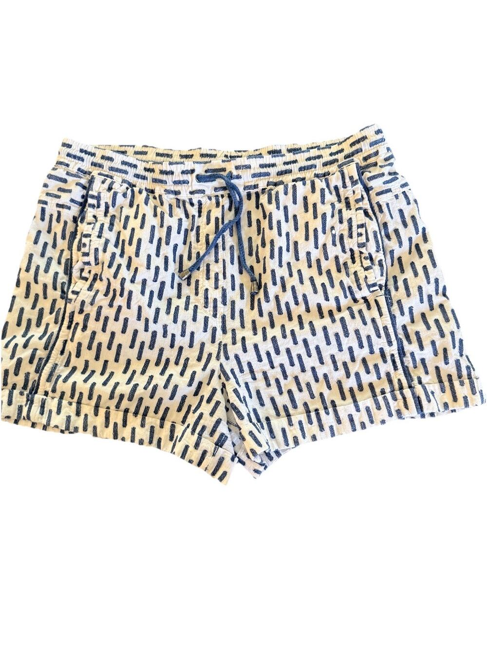 Anthropology Women’s Blue White Printed Drawstring Shorts Size Medium Pull On